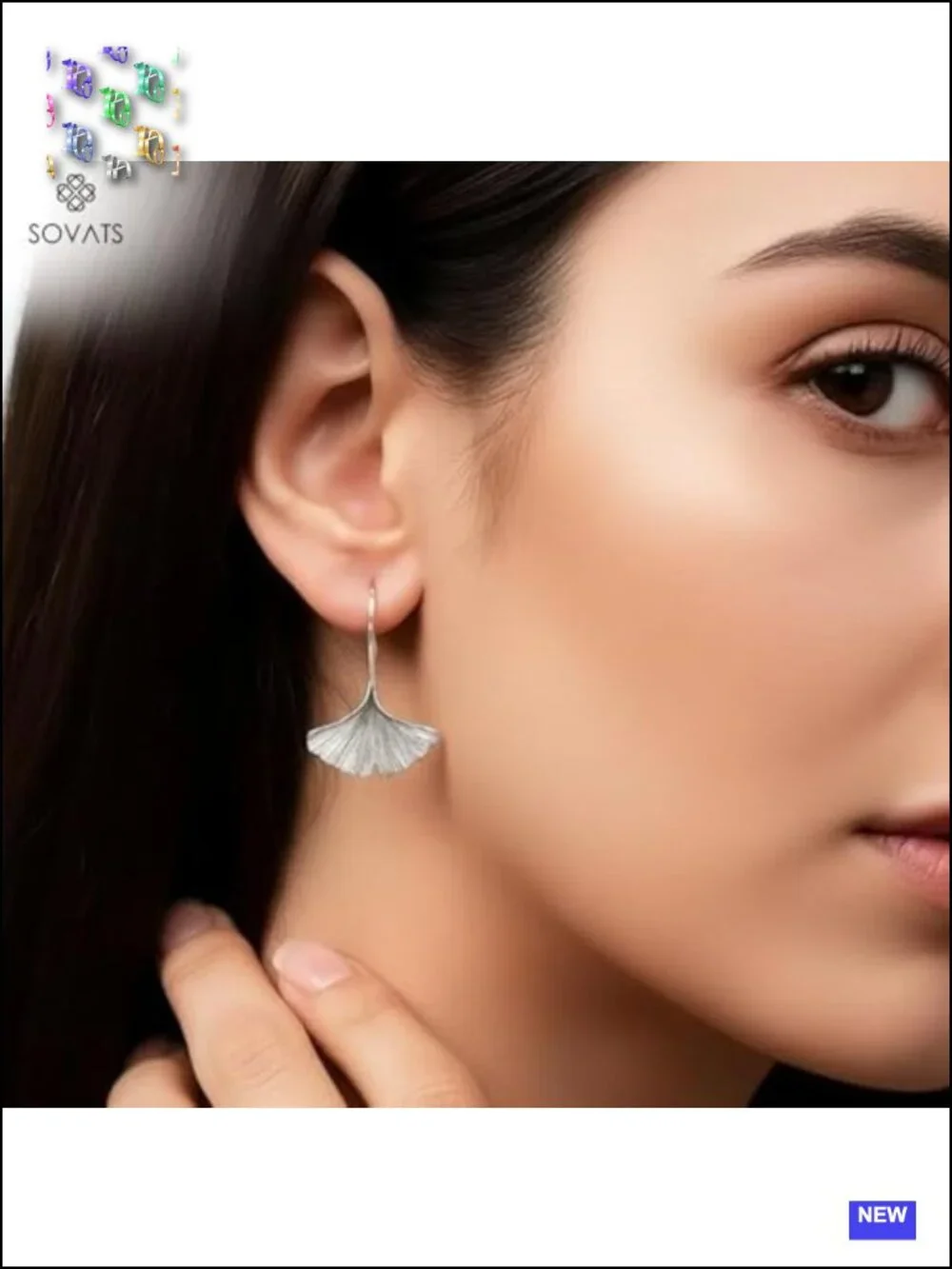 925 Sterling Silver Ginkgo Leaf Dangle Stud Earrings